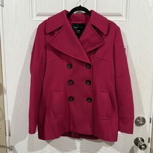 Women's Moda International Wool Blend‎ Pea Coat-pink-Size Medium